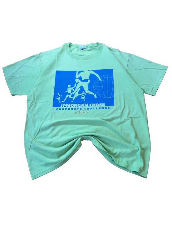 Y2K 2007 JPMorgan Chase Corporate Challenge T-Shirt Mens XL Green Anvil Race Tee